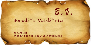 Bordás Valéria névjegykártya